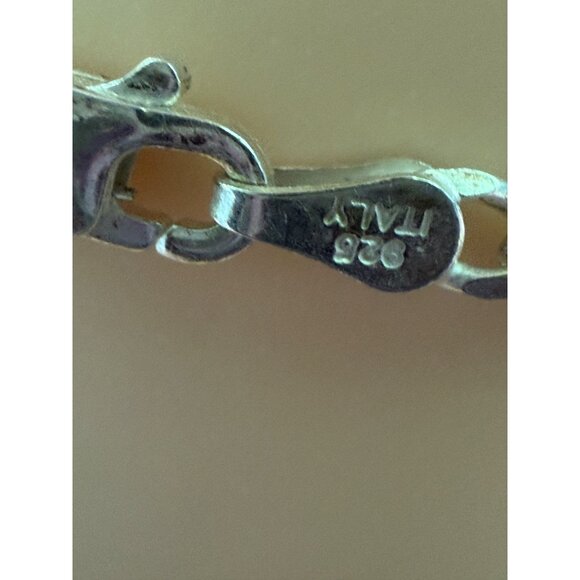 Sterling Figaro Chain Necklace Red Enamel Fruit Charm 18 Inches Italy Marked - Picture 3 of 8